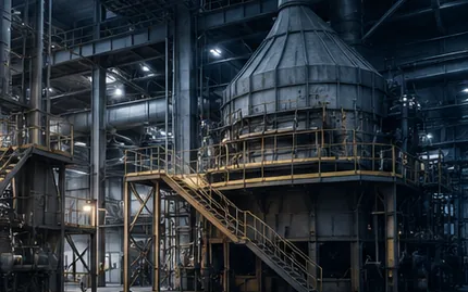 Ferroalloy smelter furnace hall