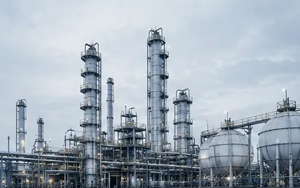 Gas processing plant columns and storage spheres